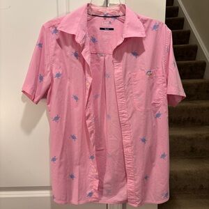 Croft & Barrow Pink Shirt with Blue Turtle Pattern